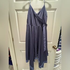 Banana Republic Blue Printed V-Neck Wrap Dress